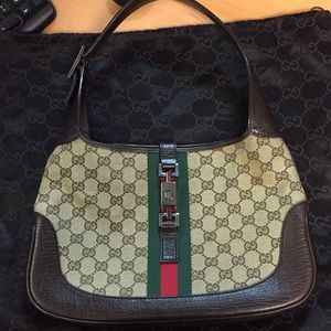 Authentic Gucci Jackie Brown leather/canvas